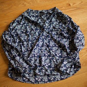 J.Crew Popover Silk Cotton Reindeer Shirt Navy 14